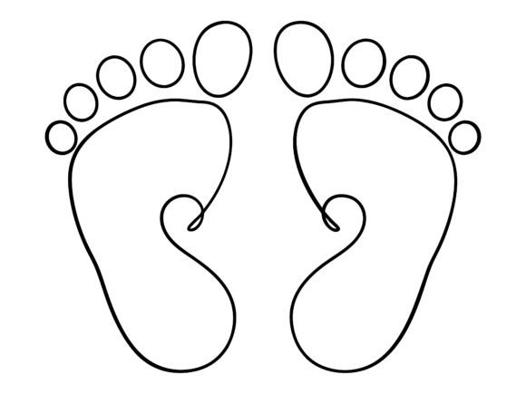 Baby Footprints Line Art Icon Isolated