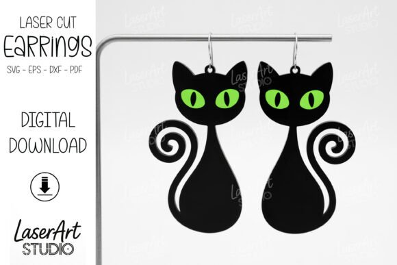 Black Cat Halloween Earrings