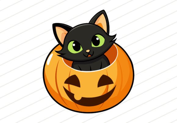 Black Cat Halloween Pumpkin SVG