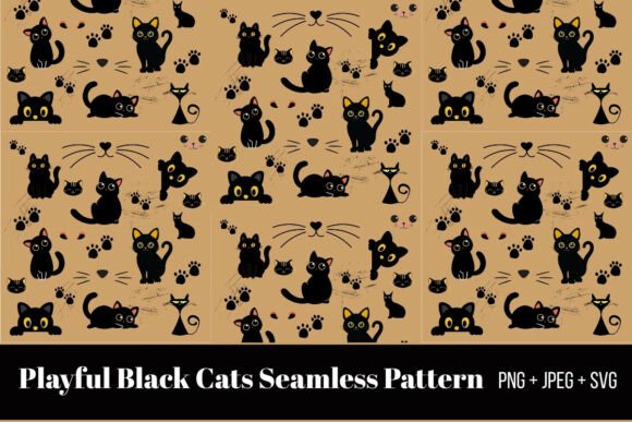 Black Cat Seamless Pattern