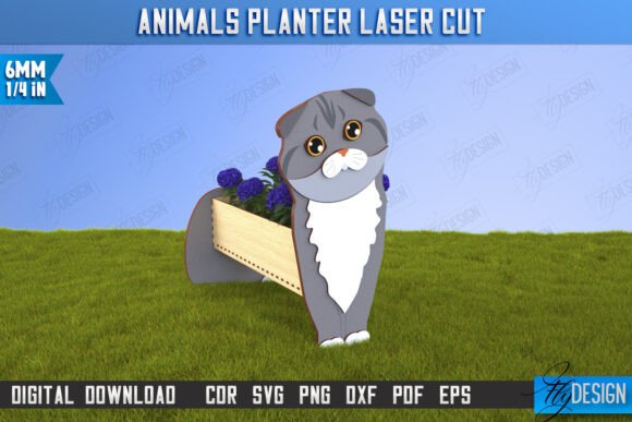 Cat Flower Stand Laser Cut Garden