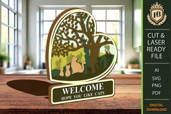Cat Love Multilayer Welcome Decor