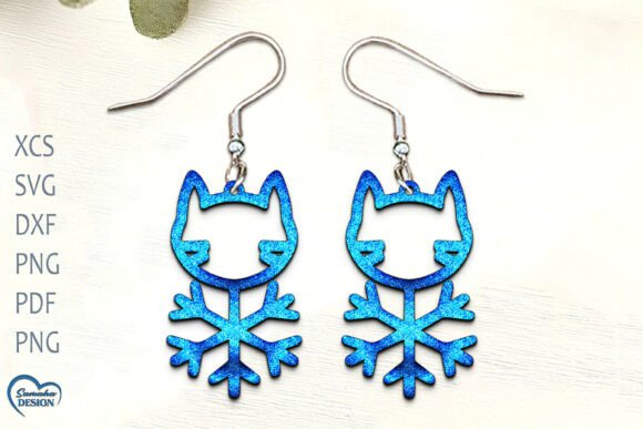 Christmas Cat Earrings Laser Cut