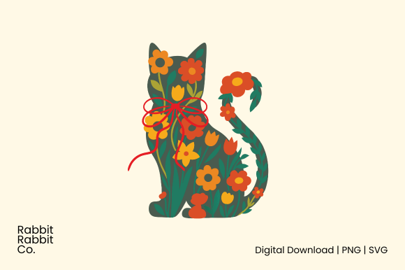 Coquette Cat Flower PNG SVG Clipart Tee