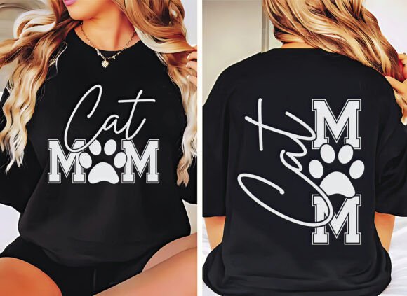 Front Back Cat Mom Sweatshirt SVG PNG