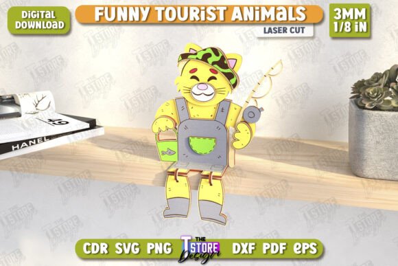 Funny Tourist Cat Laser Cut CNC File