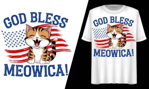 God Bless Meowica Cat 4th of July SVG