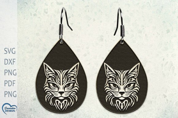 Halloween Cat Earrings Laser Cut