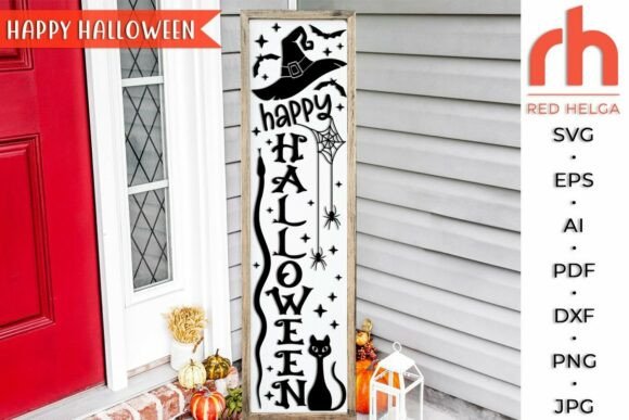 Happy Halloween SVG, Fall Porch Sign DXF