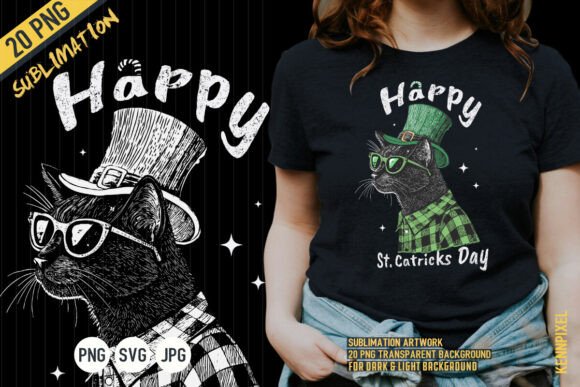 Happy St Catricks Day Cat St Patrick SVG