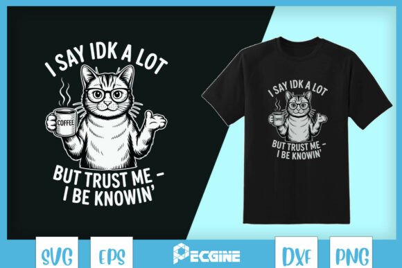 I Say IDK a Lot Cat Coffee Quote SVG
