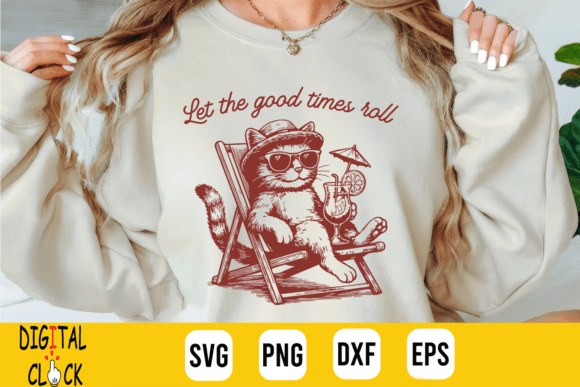 Let the Good Times Roll Retro Cat Summer
