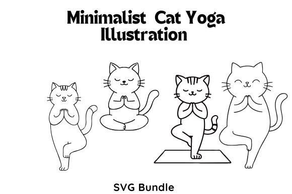 Minimalist Cat Yoga Illustration SVG