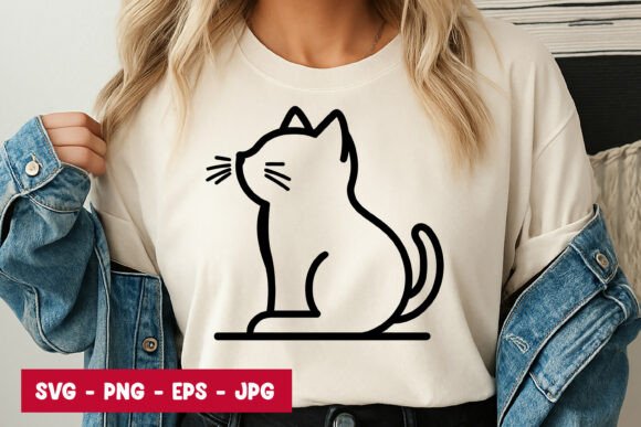 Sitting Cat Line Art SVG Design