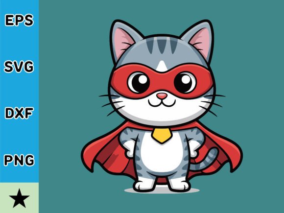 Superhero Cat Standing Confidently SVG