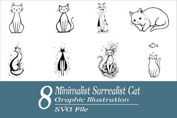 Surrealist Cat Graphic Set SVG Vol.6