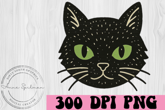 Vintage Black Cat Halloween Face