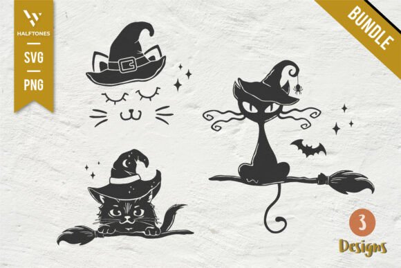 Witch Cat Cute Halloween SVG PNG