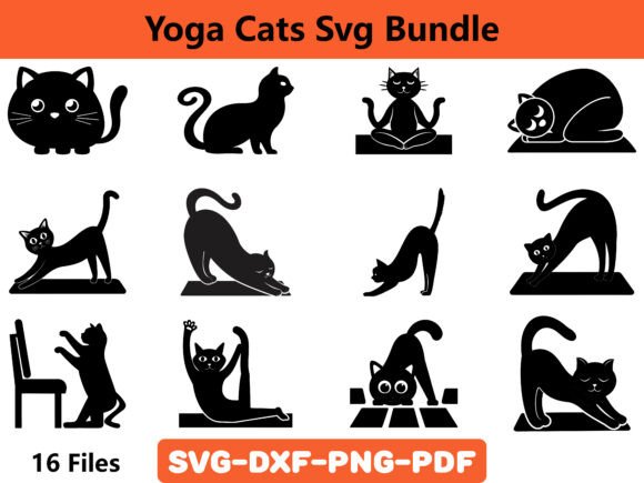 Yoga Cats SVG Bundle: Funny Cat Yoga
